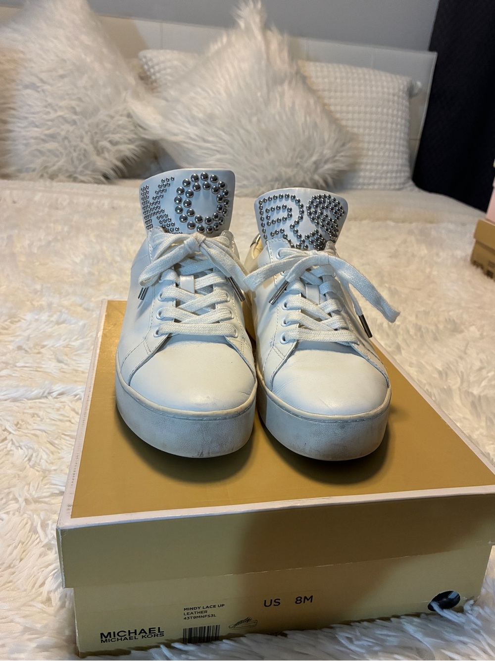 Women’s Michael Kors White Crystal-Accent High Top Sneakers